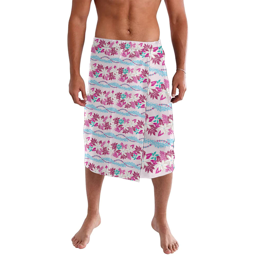 Monstera Tiare Plumeria Lei Pattern Lavalava Pink Version LT01 Pink - Polynesian Pride