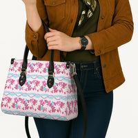 Monstera Tiare Plumeria Lei Pattern Leather Bag Pink Version LT01 - Polynesian Pride
