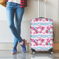 Monstera Tiare Plumeria Lei Pattern Luggage Cover Pink Version LT01 - Polynesian Pride
