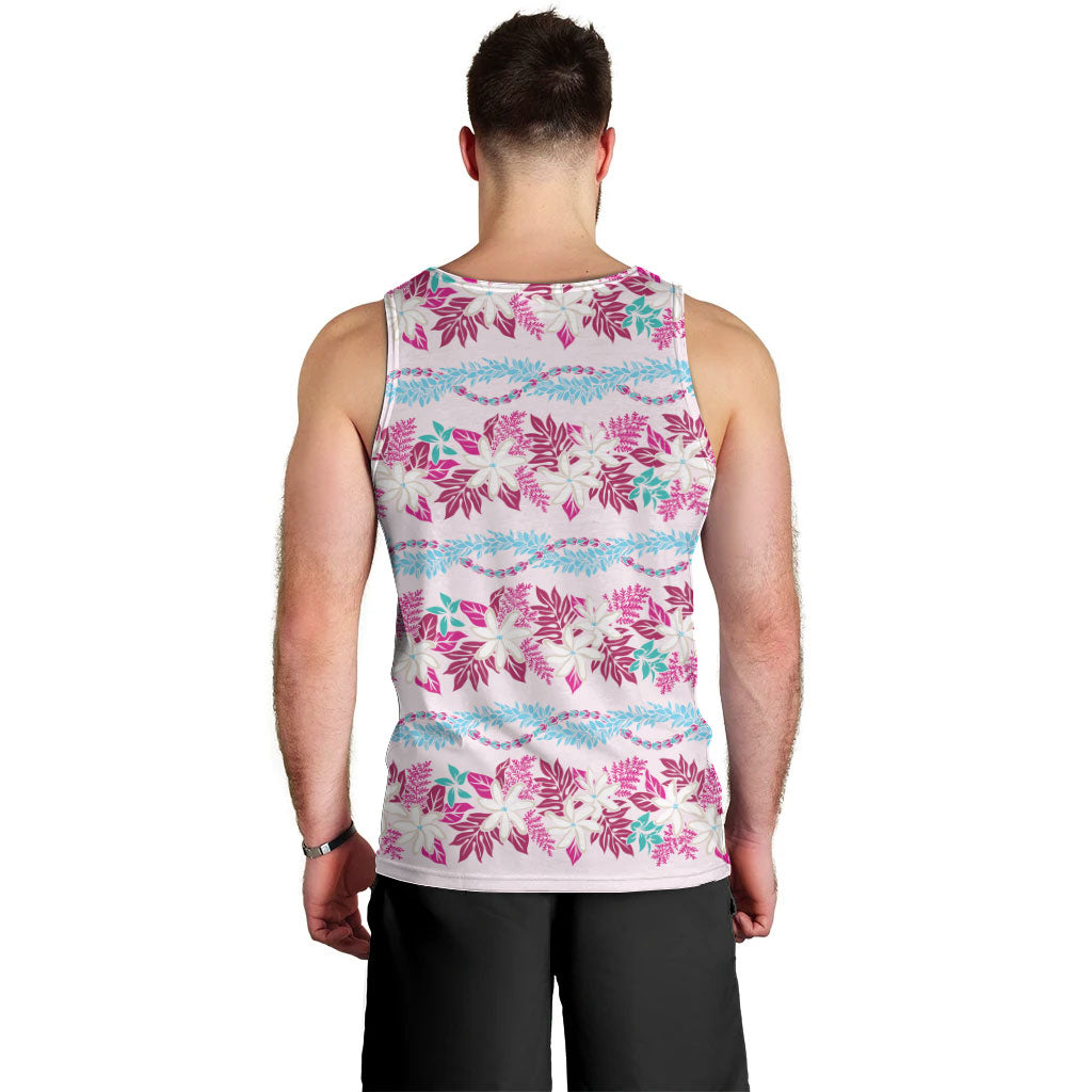 Monstera Tiare Plumeria Lei Pattern Men Tank Top Pink Version LT01 - Polynesian Pride