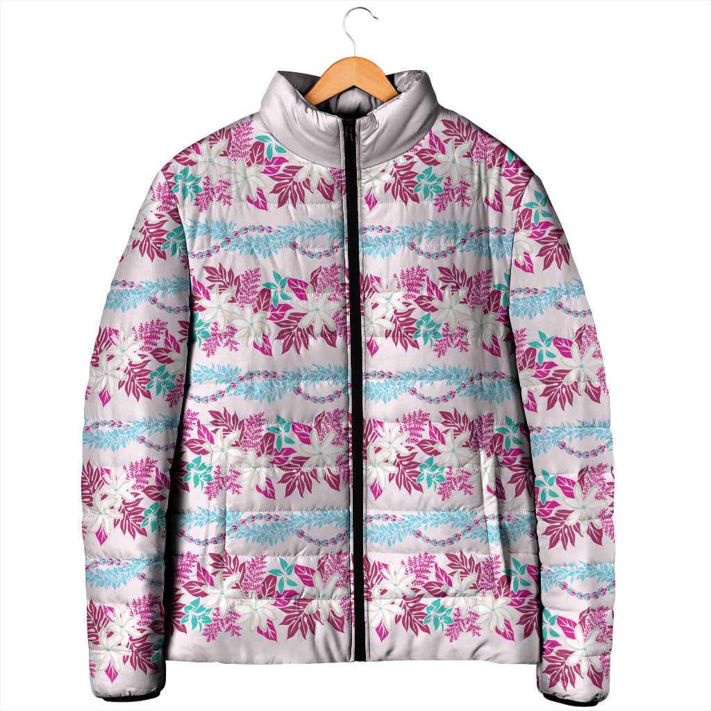 Monstera Tiare Plumeria Lei Pattern Padded Jacket Pink Version LT01 - Polynesian Pride