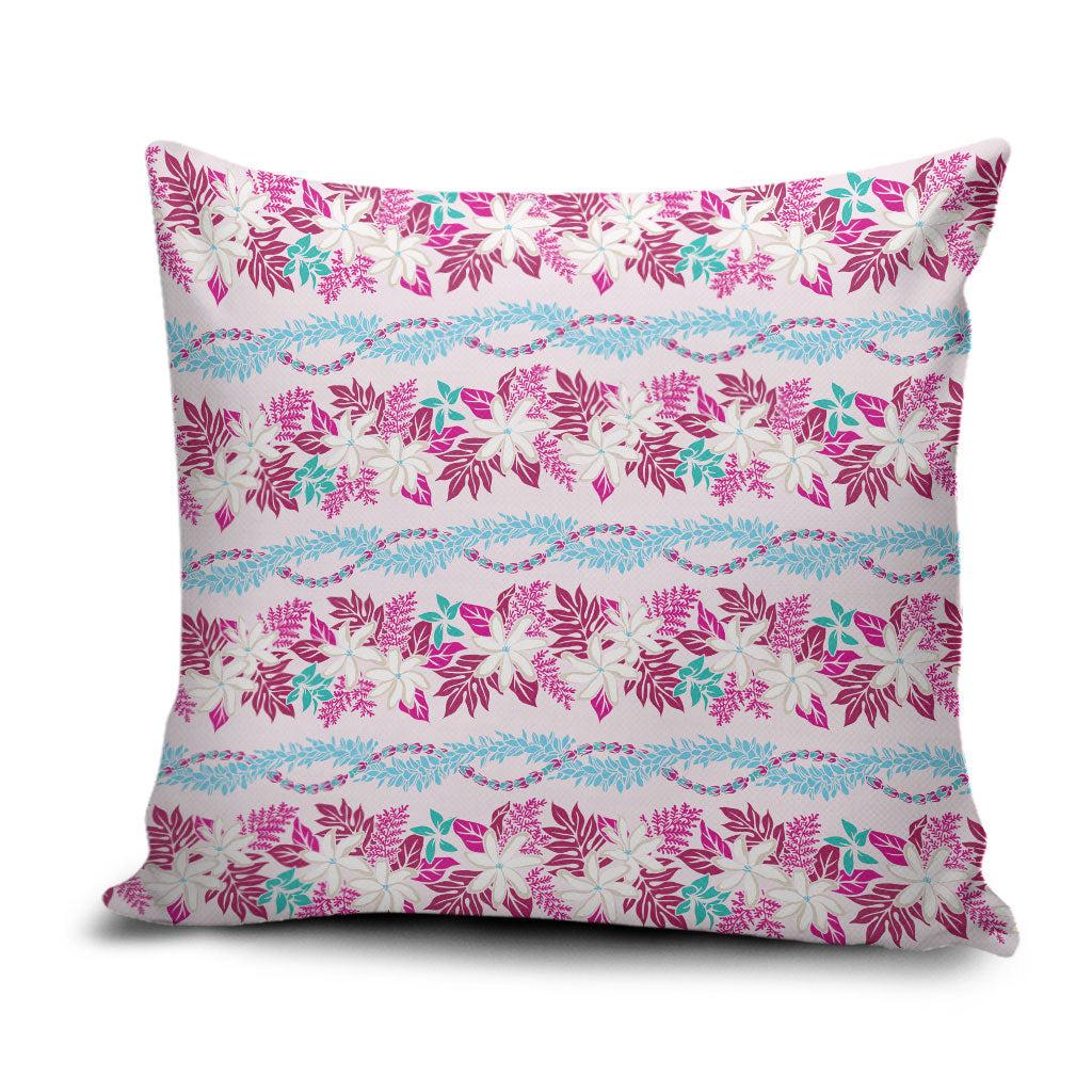 Monstera Tiare Plumeria Lei Pattern Pillow Cover Pink Version LT01 Pink - Polynesian Pride