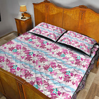 Monstera Tiare Plumeria Lei Pattern Quilt Bed Set Pink Version LT01 - Polynesian Pride