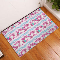 Monstera Tiare Plumeria Lei Pattern Rubber Doormat Pink Version LT01 - Polynesian Pride