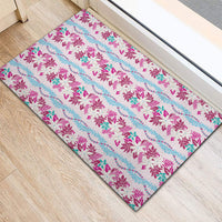 Monstera Tiare Plumeria Lei Pattern Rubber Doormat Pink Version LT01 - Polynesian Pride