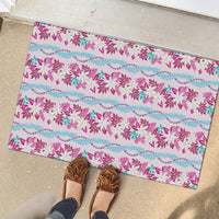 Monstera Tiare Plumeria Lei Pattern Rubber Doormat Pink Version LT01 - Polynesian Pride