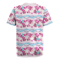 Monstera Tiare Plumeria Lei Pattern Rugby Jersey Pink Version LT01 - Polynesian Pride
