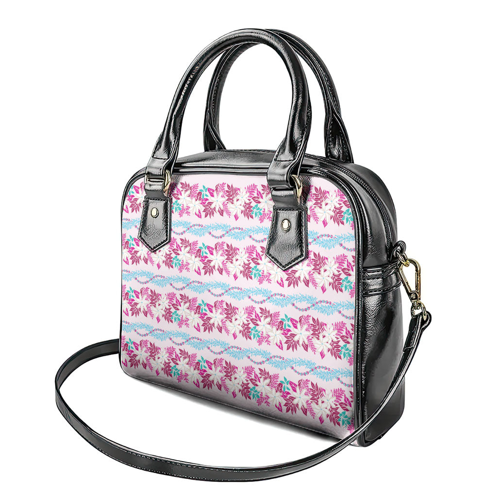 Monstera Tiare Plumeria Lei Pattern Shoulder Handbag Pink Version LT01 - Polynesian Pride