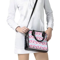 Monstera Tiare Plumeria Lei Pattern Shoulder Handbag Pink Version LT01 - Polynesian Pride