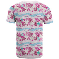 Monstera Tiare Plumeria Lei Pattern T Shirt Pink Version LT01 - Polynesian Pride