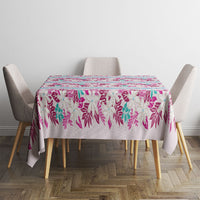 Monstera Tiare Plumeria Lei Pattern Tablecloth Pink Version LT01 - Polynesian Pride