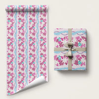 Monstera Tiare Plumeria Lei Pattern Wrapping Paper Pink Version LT01 58" × 23" Pink - Polynesian Pride