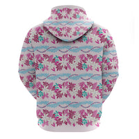 Monstera Tiare Plumeria Lei Pattern Zip Hoodie Pink Version LT01 - Polynesian Pride