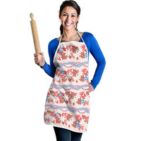 Monstera Tiare Plumeria Lei Pattern Apron Red Version LT01 - Polynesian Pride