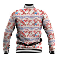 Monstera Tiare Plumeria Lei Pattern Baseball Jacket Red Version LT01 - Polynesian Pride