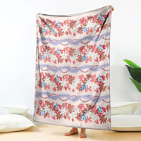 Monstera Tiare Plumeria Lei Pattern Blanket Red Version LT01 - Polynesian Pride