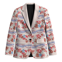 Monstera Tiare Plumeria Lei Pattern Blazer Red Version LT01 Unisex Red - Polynesian Pride