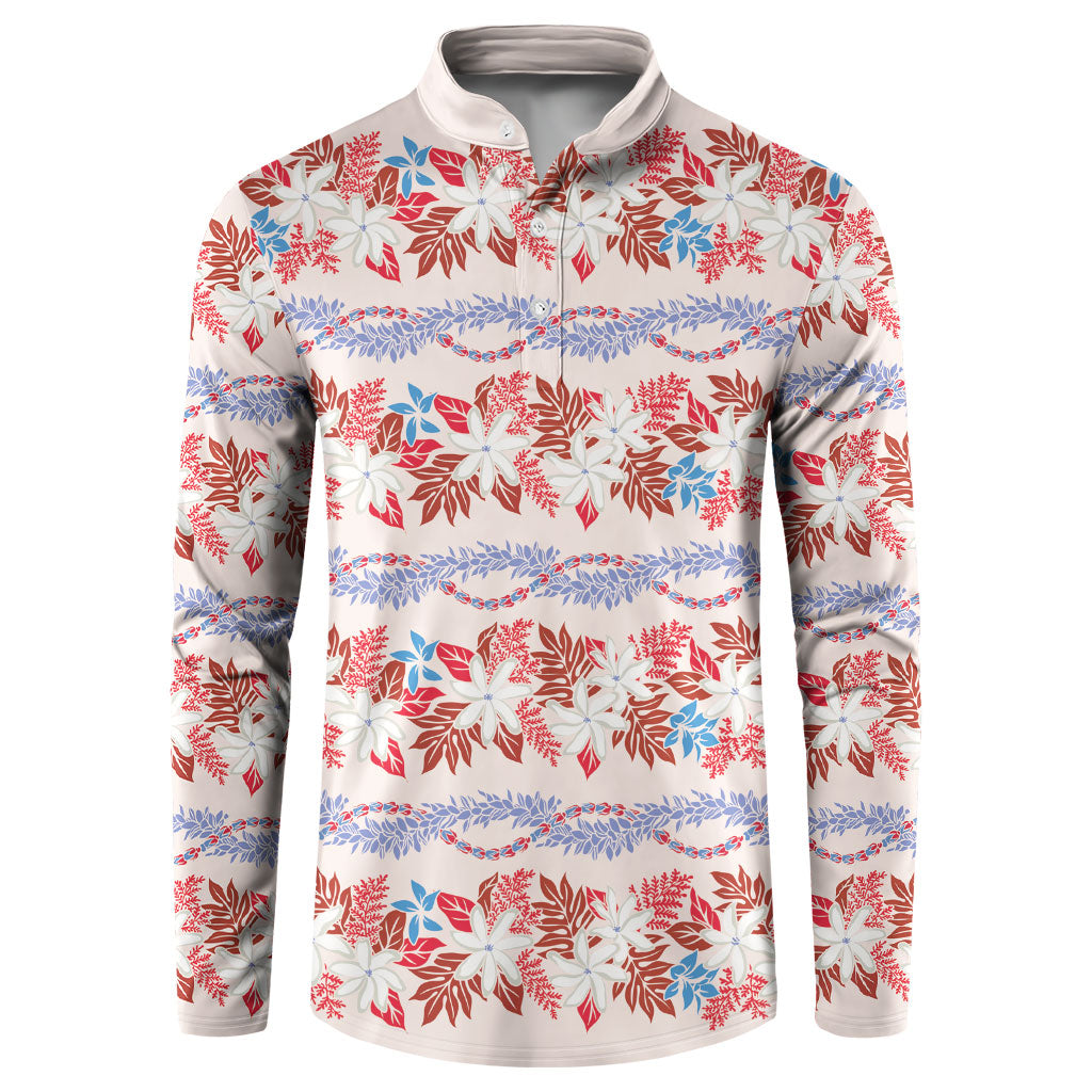 Monstera Tiare Plumeria Lei Pattern Button Sweatshirt Red Version LT01 Red - Polynesian Pride