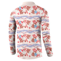 Monstera Tiare Plumeria Lei Pattern Button Sweatshirt Red Version LT01 - Polynesian Pride