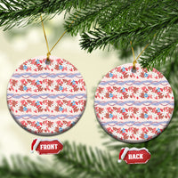 Monstera Tiare Plumeria Lei Pattern Ceramic Ornament Red Version LT01 Circle Red - Polynesian Pride