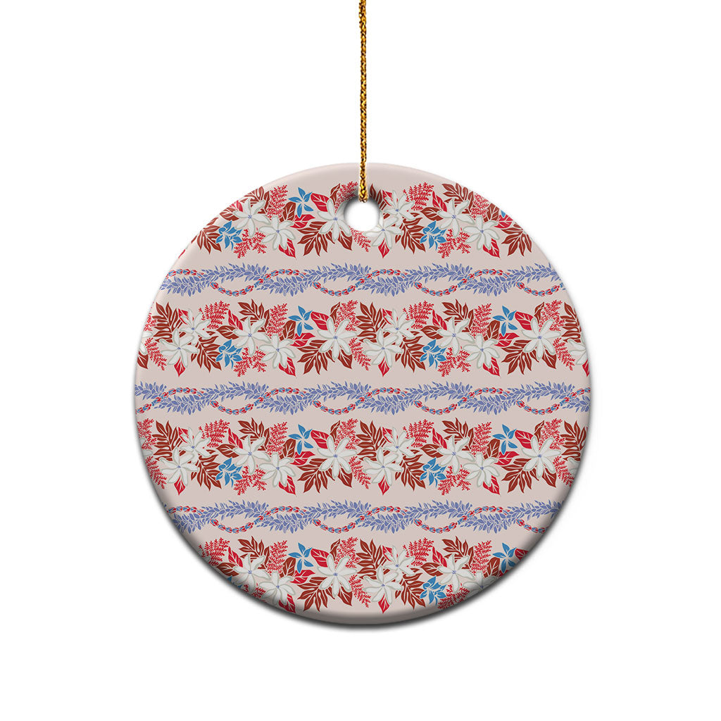 Monstera Tiare Plumeria Lei Pattern Ceramic Ornament Red Version LT01 - Polynesian Pride