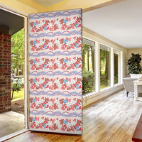 Monstera Tiare Plumeria Lei Pattern Door Cover Red Version LT01 - Polynesian Pride