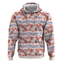 Monstera Tiare Plumeria Lei Pattern Hoodie Red Version LT01 Pullover Hoodie Red - Polynesian Pride