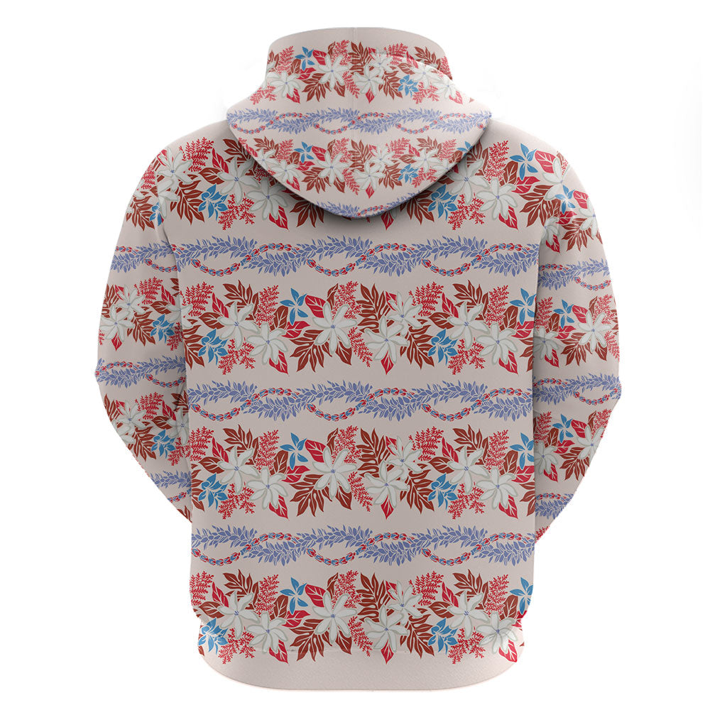 Monstera Tiare Plumeria Lei Pattern Hoodie Red Version LT01 - Polynesian Pride
