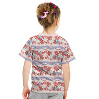 Monstera Tiare Plumeria Lei Pattern Kid T Shirt Red Version LT01 - Polynesian Pride