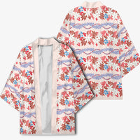 Monstera Tiare Plumeria Lei Pattern Kimono Red Version LT01 - Polynesian Pride
