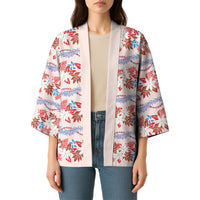 Monstera Tiare Plumeria Lei Pattern Kimono Red Version LT01 - Polynesian Pride