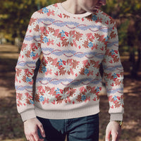 Monstera Tiare Plumeria Lei Pattern Ugly Christmas Sweater Red Version LT01 - Polynesian Pride