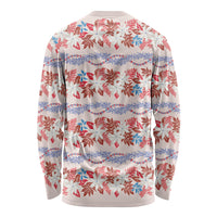 Monstera Tiare Plumeria Lei Pattern Long Sleeve Shirt Red Version LT01 - Polynesian Pride
