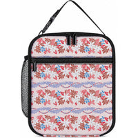 Monstera Tiare Plumeria Lei Pattern Lunch Bag Red Version LT01 10.2 × 8.3 × 4.3 inch Red - Polynesian Pride