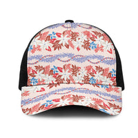 Monstera Tiare Plumeria Lei Pattern Mesh Trucker Cap Red Version
