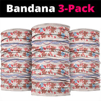 Monstera Tiare Plumeria Lei Pattern Neck Gaiter Red Version LT01 package One Size: 25*50cm Red - Polynesian Pride