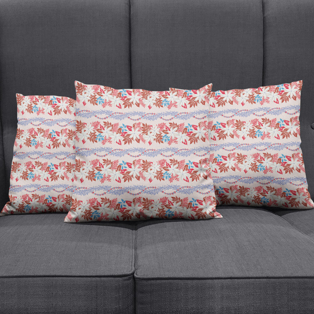 Monstera Tiare Plumeria Lei Pattern Pillow Cover Red Version LT01 - Polynesian Pride
