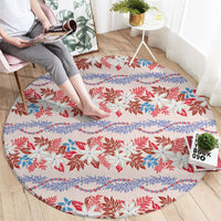 Monstera Tiare Plumeria Lei Pattern Round Carpet Red Version LT01 - Polynesian Pride