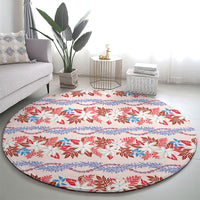 Monstera Tiare Plumeria Lei Pattern Round Carpet Red Version LT01 - Polynesian Pride