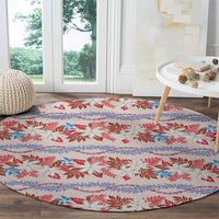 Monstera Tiare Plumeria Lei Pattern Round Carpet Red Version LT01 - Polynesian Pride