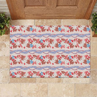 Monstera Tiare Plumeria Lei Pattern Rubber Doormat Red Version LT01 Red - Polynesian Pride