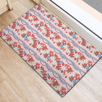 Monstera Tiare Plumeria Lei Pattern Rubber Doormat Red Version LT01 - Polynesian Pride
