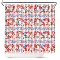 Monstera Tiare Plumeria Lei Pattern Shower Curtain Red Version LT01 Red - Polynesian Pride