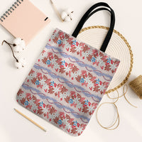 Monstera Tiare Plumeria Lei Pattern Tote Bag Red Version LT01 Black Strap One Size Red - Polynesian Pride