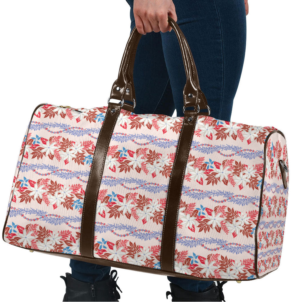 Monstera Tiare Plumeria Lei Pattern Travel Bag Red Version LT01 - Polynesian Pride