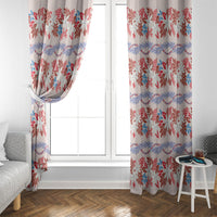 Monstera Tiare Plumeria Lei Pattern Window Curtain Red Version LT01 - Polynesian Pride