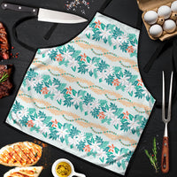 Monstera Tiare Plumeria Lei Pattern Apron Teal Version LT01 Teal - Polynesian Pride