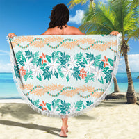 Monstera Tiare Plumeria Lei Pattern Beach Blanket Teal Version LT01 - Polynesian Pride