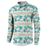 Monstera Tiare Plumeria Lei Pattern Button Sweatshirt Teal Version LT01 - Polynesian Pride