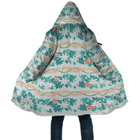 Monstera Tiare Plumeria Lei Pattern Cloak Teal Version LT01 Unisex Teal - Polynesian Pride